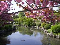 =mit Garten und Teich