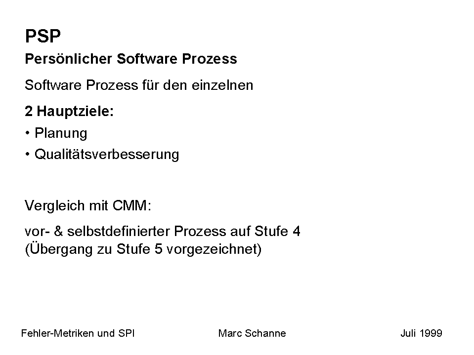 PSP: Pers&ouml;nlicher Software Prozess